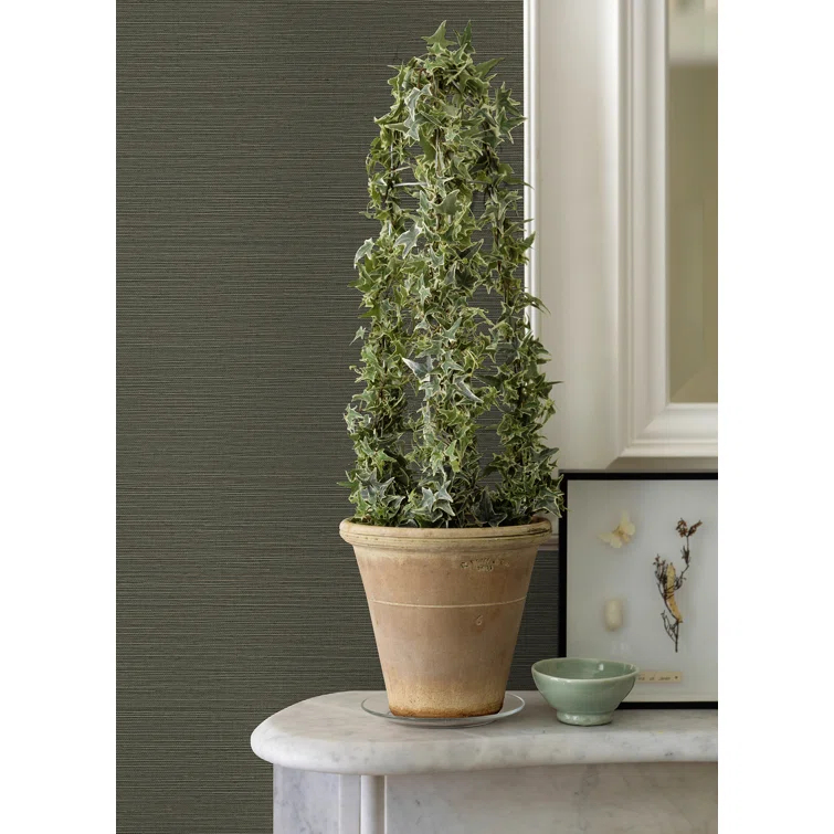 Caihon Dark Green Sisal Grasscloth Wallpaper Roll