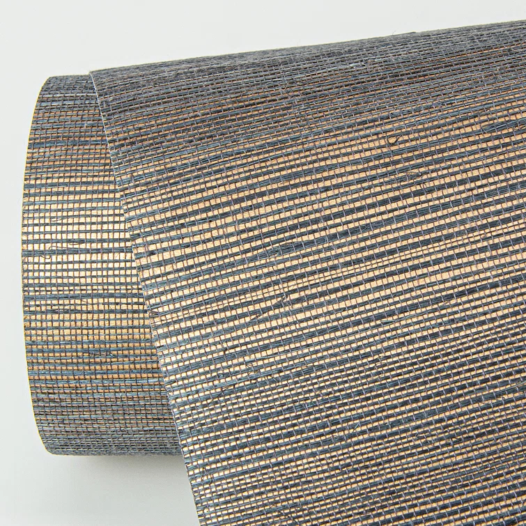 Slate and Bronze Grasscloth Removable Wallpaper Roll