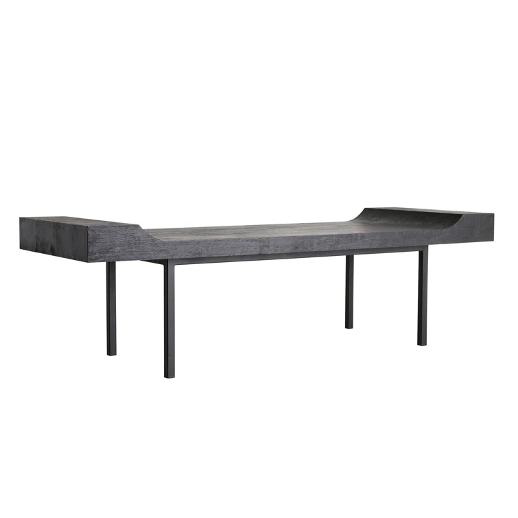 Lanny Sleek Blackened Teak and Iron Bench for 2