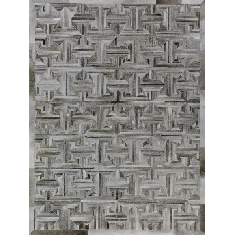 Natural Hide Cowhide Geometric Rug
