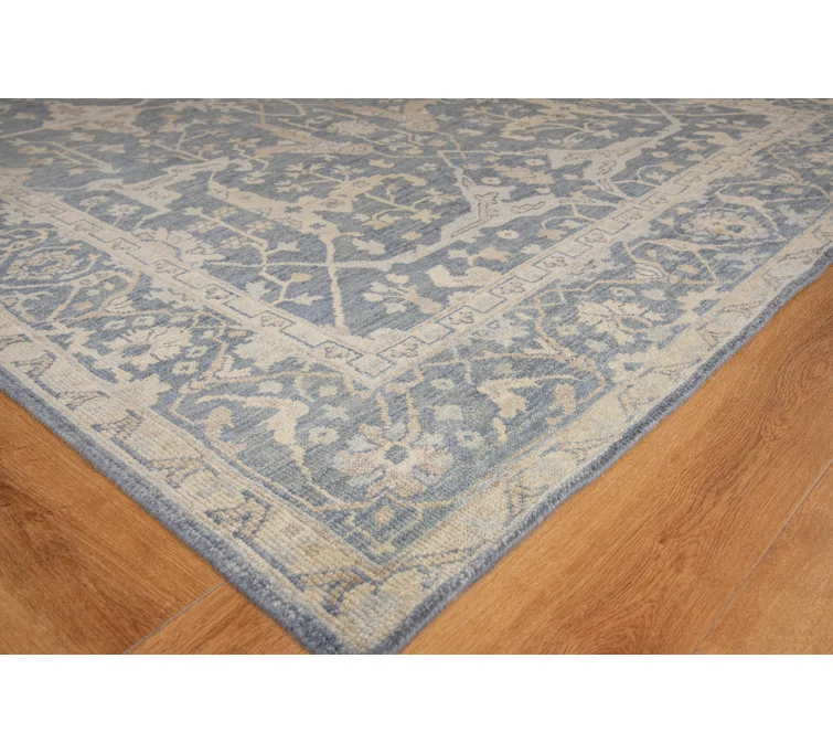 Exquisite Rugs Antique Weave Oushak Handmade Hand Knotted New Zealand Wool Blue Area Rug