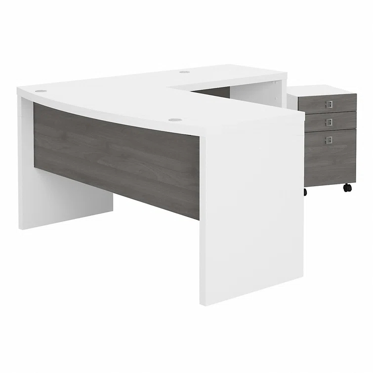Echo Bow Front Desk and Filing Cabinet Set