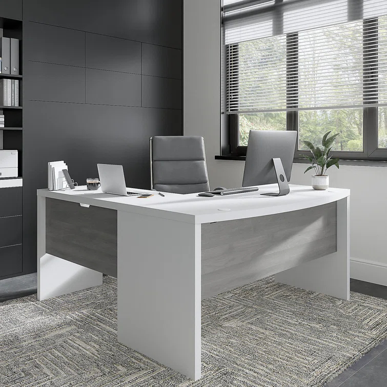 Echo L Shaped Bow Front Desk With High Back Chair