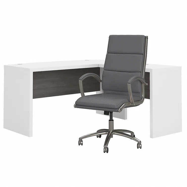 Echo L Shaped Bow Front Desk With High Back Chair