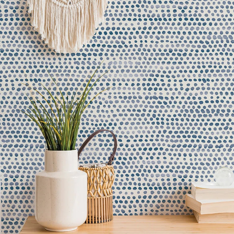 Tempaper Moire Dots Light Tan Peel and Stick Wallpaper, 20.5" x 16.5'