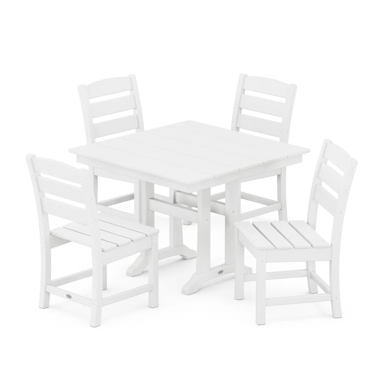 Lakeside 5-Piece Farmhouse Trestle Side Chair Dining Set