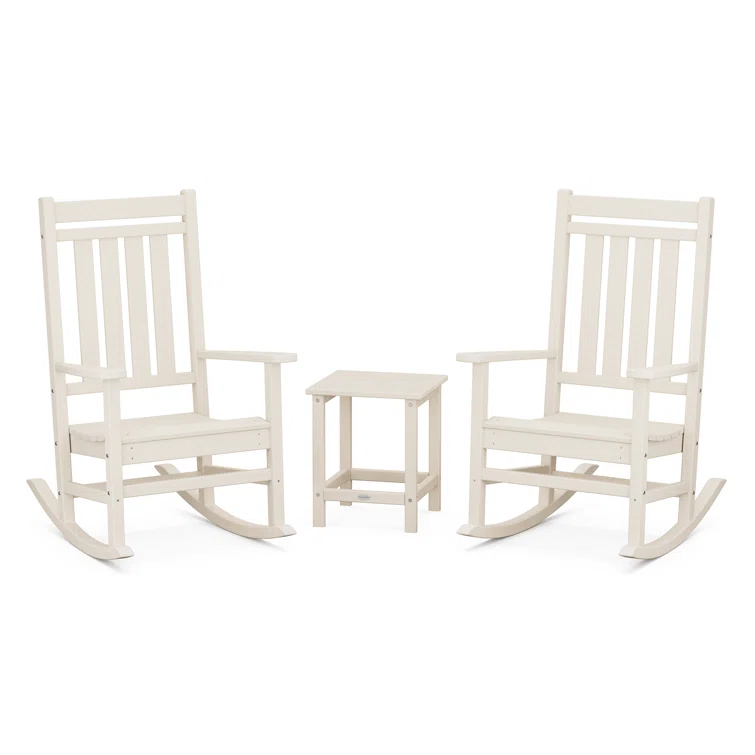 Rocker Estate 3-Piece Rocking Chair Set with Long Island 18" Side Table