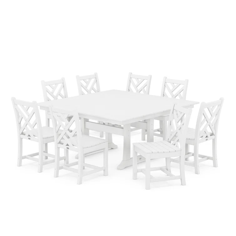 Chippendale 9-Piece Farmhouse Trestle Dining Set