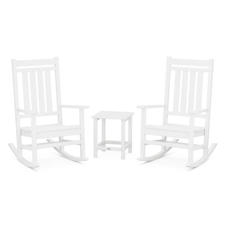 Rocker Estate 3-Piece Rocking Chair Set with Long Island 18" Side Table