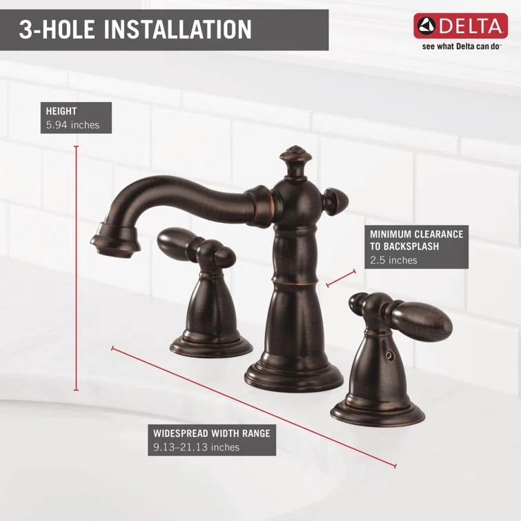 Victorian Widespread Bathroom Faucet with Drain Assembly