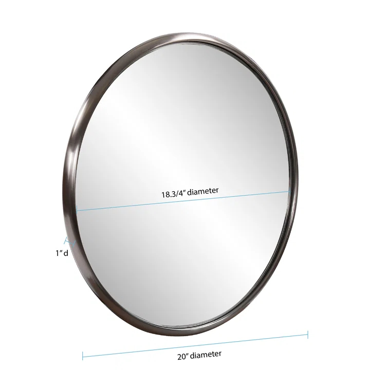 Small Round Brushed Titanium Mirror with Stainless Steel Frame