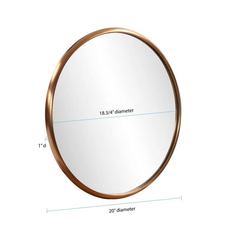 Yorkville Loft-Inspired Brushed Brass Round Wall Mirror, 20" x 20"