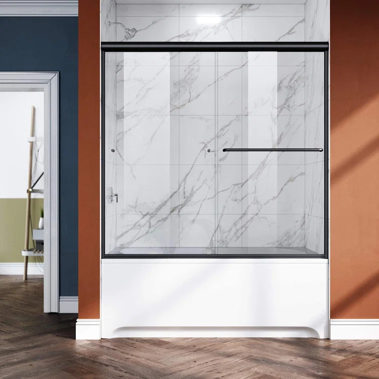 56"-60" W x 57.37" H Semi-Frameless Bypass Tub Door