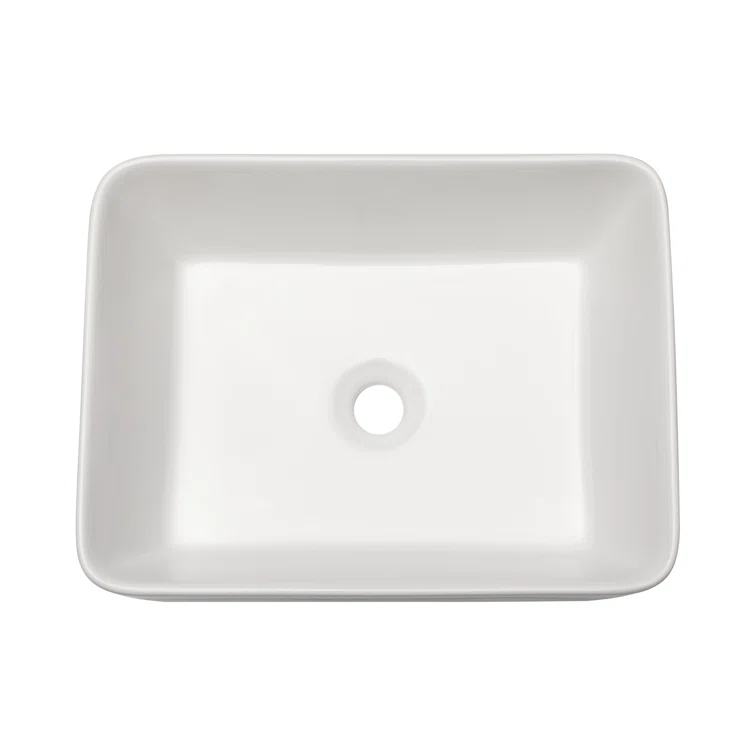 19"L x 15"W White Ceramic Rectangular Bathroom Vessel Sink Drop-in Vanity Sink