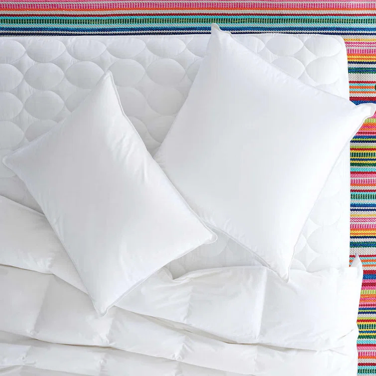 Queen White Down Pillow with Organic Cotton Shell