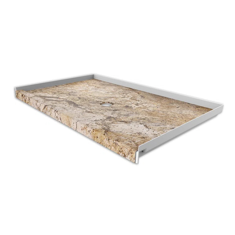 FlexStone 60"L x 36"W Single Threshold Alcove Shower Base with Center Drain