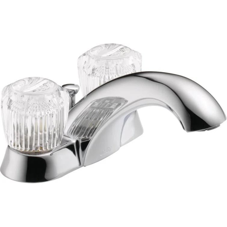 Classic Centerset Bathroom Faucet with Clear Knob Handles Metal Pop-Up Drain