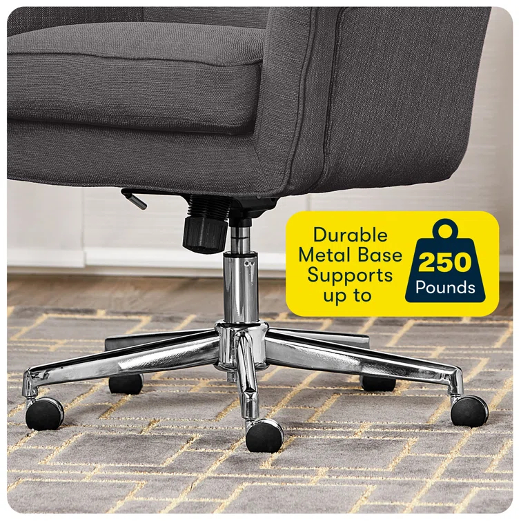 Serta Ashland Modern Office Chair, Mid-Back, Quality Memory Foam Cushion, Metal Base Chrome Finish