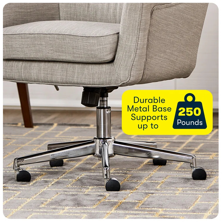 Serta Ashland Modern Office Chair, Mid-Back, Quality Memory Foam Cushion, Metal Base Chrome Finish