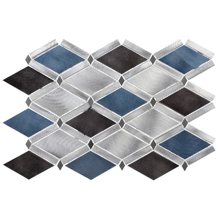 Andova Geom Aluminum Metal Diamond Mosaic Kitchen Backsplash, Bathroom, Shower, Wall and Floor Tile