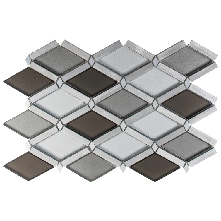 Geom Aluminum Metal Diamond Mosaic Kitchen Backsplash, Bathroom, Shower, Wall and Floor Tile