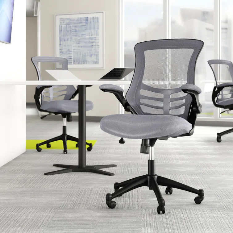 Jayetta Mid-Back Mesh Swivel Ergonomic Office Chair with Flip-Up Arms by Flash Furniture