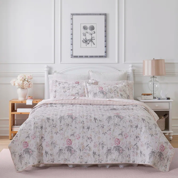 Laura Ashley Laura Ashley Breezy Floral Cotton Reversible Quilt Set
