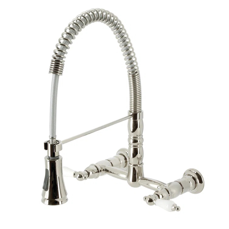 Kingston Brass Heritage Double-Handle 2-Hole Wall-Mount Pre-Rinse Bridge Kitchen Faucet & Reviews | Wayfair