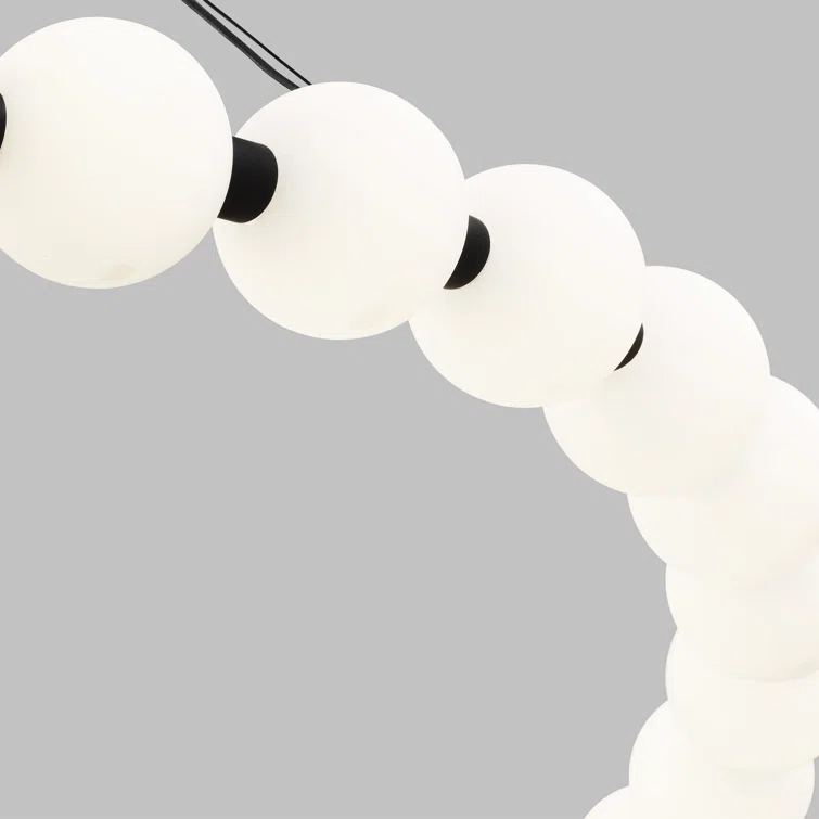 Nightshade Black Modern LED Chandelier 42" with Milk-Glass Orbs