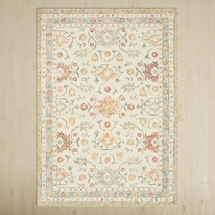 Aden Oriental Hand-Hooked Wool Ivory/Rust Area Rug