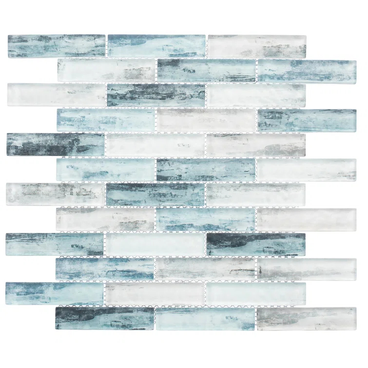 Giovan 1" x 4" Glass Brick Joint Mosaic Shower Walls, Kitchen Backsplash and Floor Tile