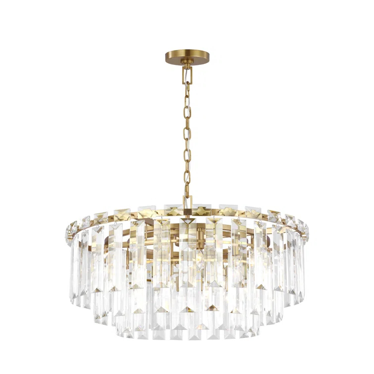 Elegant Burnished Brass and Crystal 16-Light Chandelier