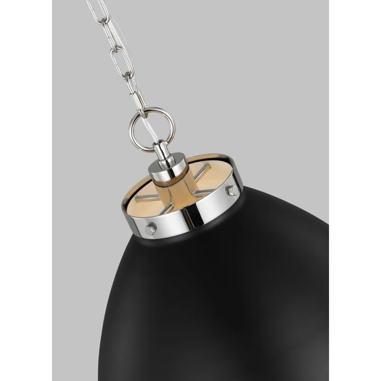 Midnight Black and Polished Nickel Indoor/Outdoor Dome Pendant