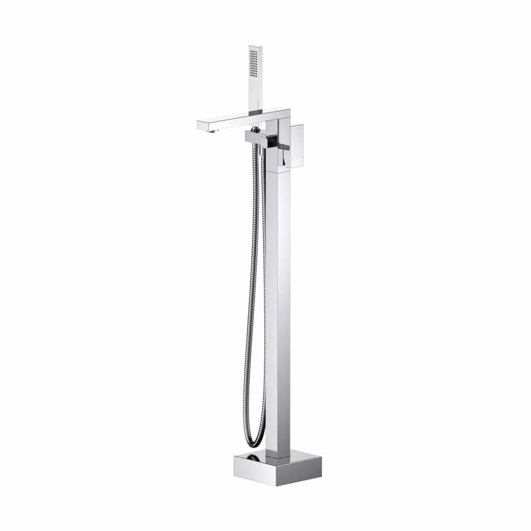 Cube Floor Tub Spout with Diverter