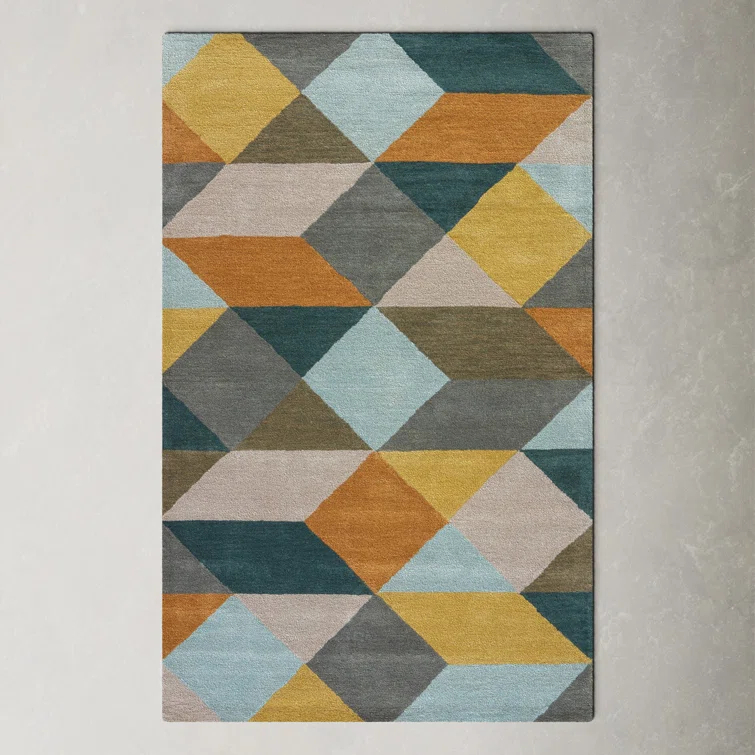 Eton Hand Tufted Wool Yellow/Gray/Orange Rug