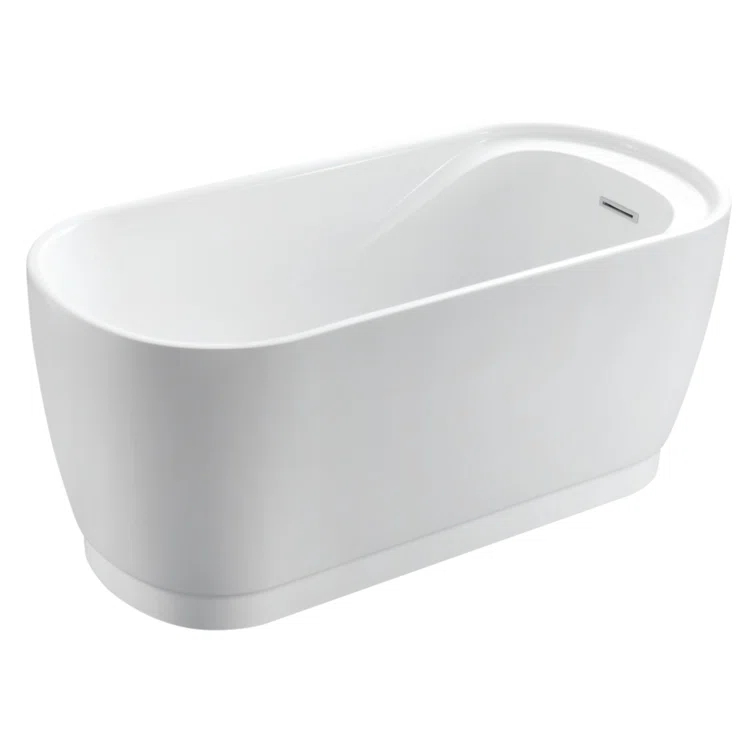 Kingston Brass Aqua Eden 51-Inch Acrylic Oval Double Ended Freestanding Tub with Drain and Integrated Seat