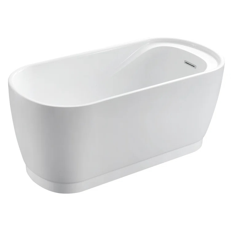Kingston Brass Aqua Eden 51-Inch Acrylic Oval Double Ended Freestanding Tub with Drain and Integrated Seat