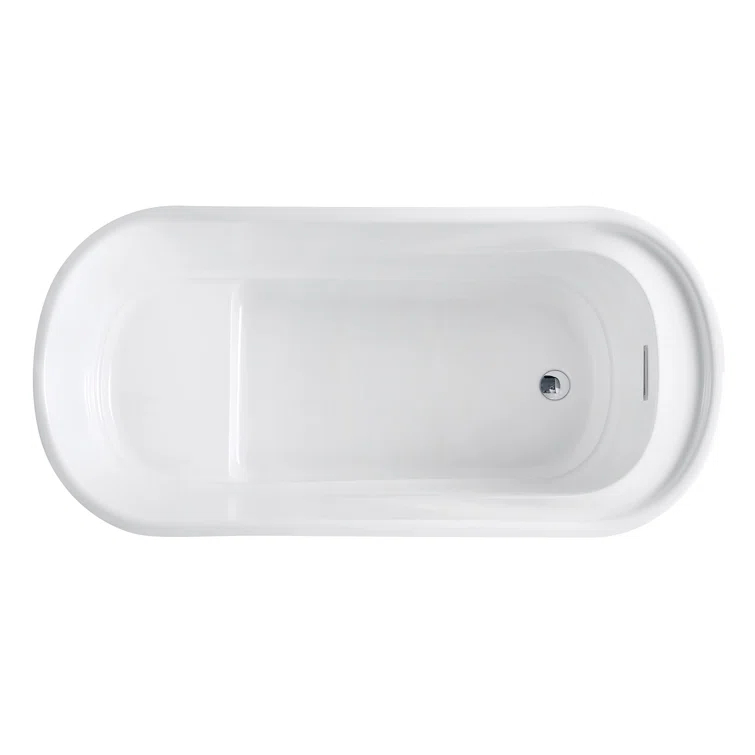 Kingston Brass Aqua Eden 51-Inch Acrylic Oval Double Ended Freestanding Tub with Drain and Integrated Seat