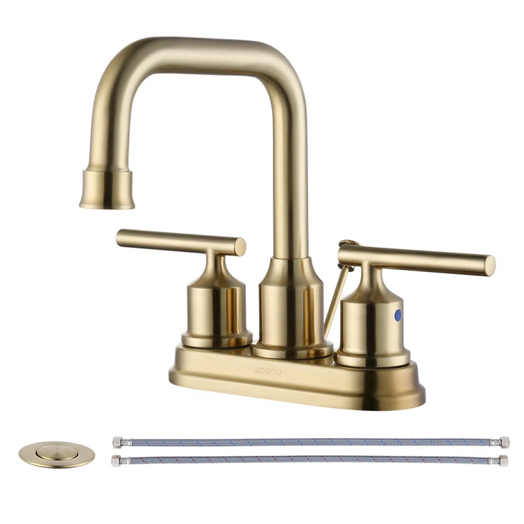 Centerset 2-handle Bathroom Faucet with Drain Assembly