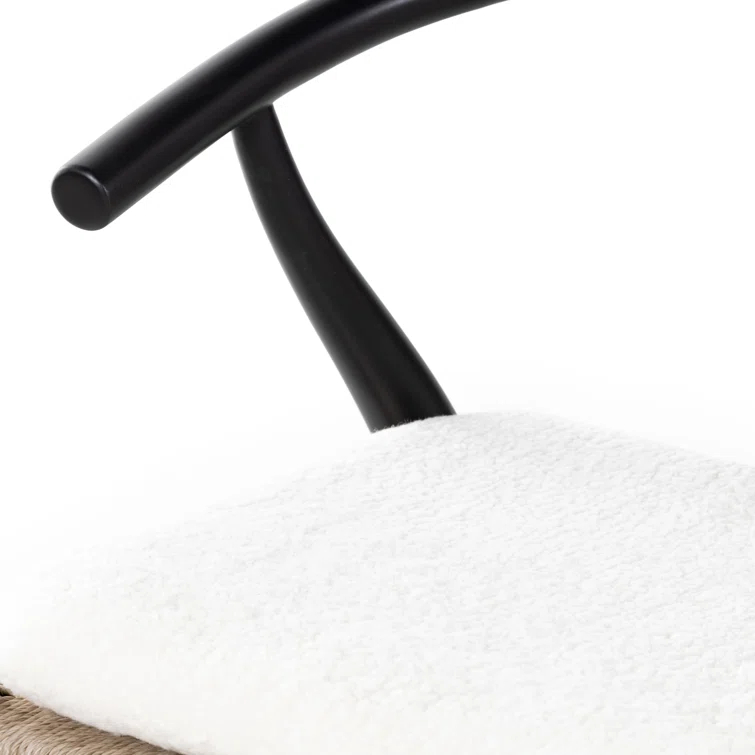Cream Leather Saddle Style Counter Stool with Black Frame