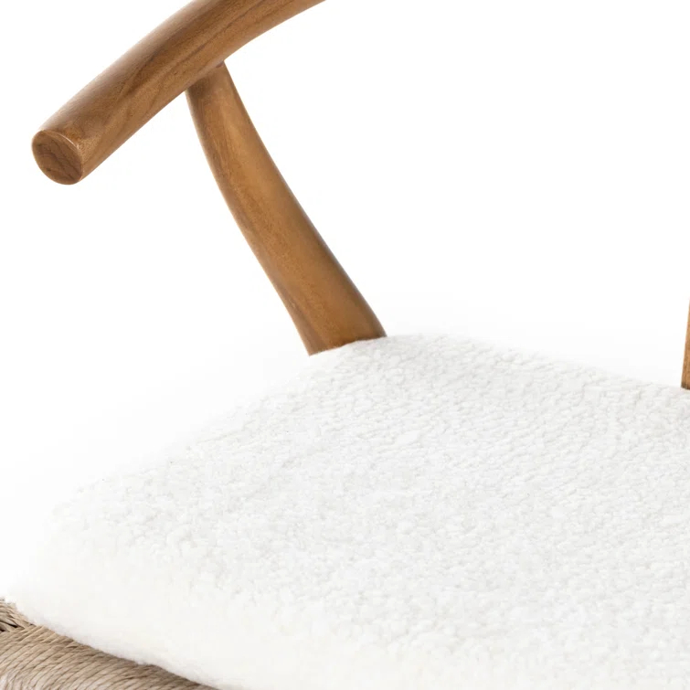 Cream Leather and Brown Wood Saddle Bar Stool