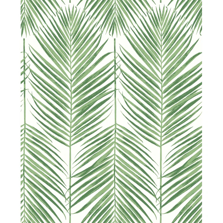 Palm Caribbean Green Vinyl Peel and Stick Wallpaper Roll (Cover 30.75 sq. ft.)