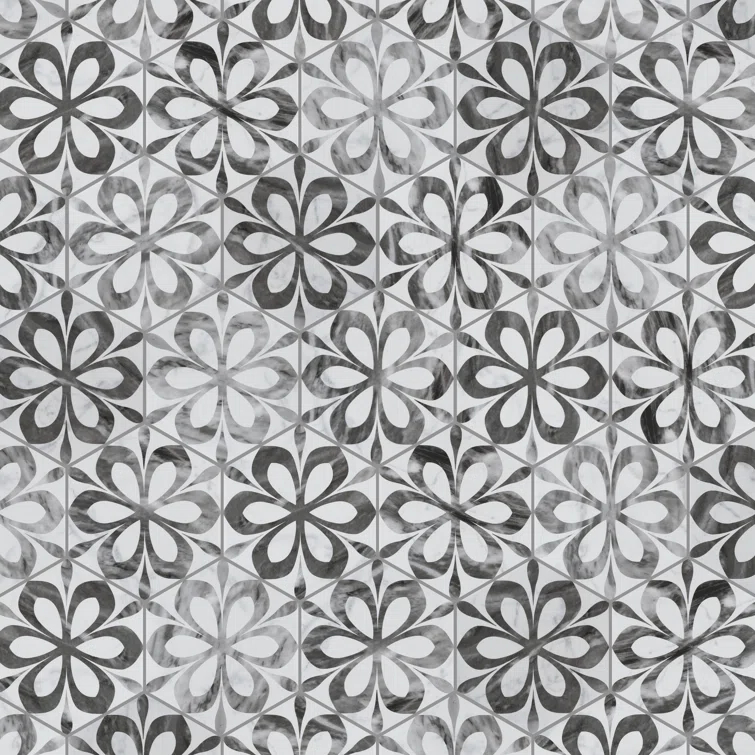 Classico Bardiglio Daisy 7" x 8" Porcelain Patterned Wall & Floor Tile
