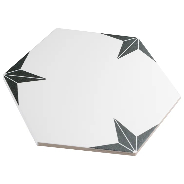 Stella Hex 9" x 10" Porcelain Patterned Wall & Floor Tile