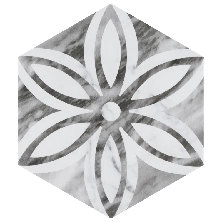 Merola Tile Classico Bardiglio Lily 7" x 8" Porcelain Wall & Floor Tile