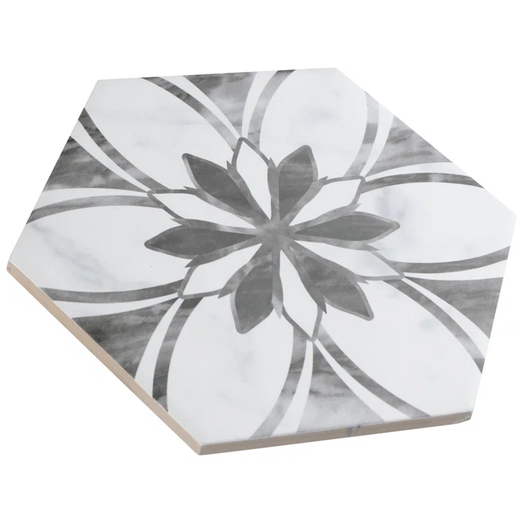 Merola Tile Classico Bardiglio Hex 7" x 8" Porcelain Patterned Wall & Floor Tile