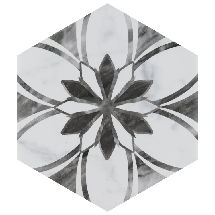 Merola Tile Classico Bardiglio Hex 7" x 8" Porcelain Patterned Wall & Floor Tile