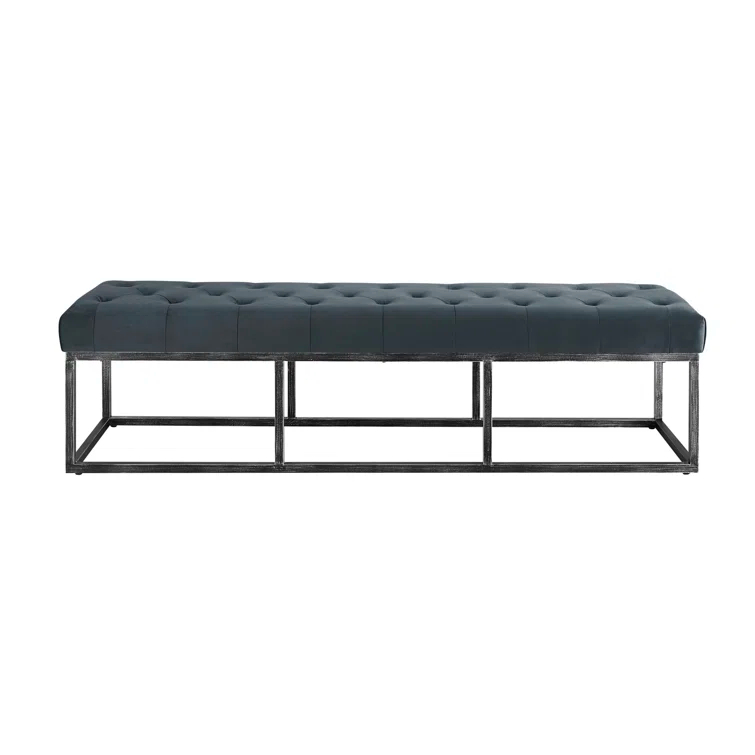 Danes Claire Tufted Bench with Iron Legs, Modern 72.5" Bench for Bedroom or Living Room