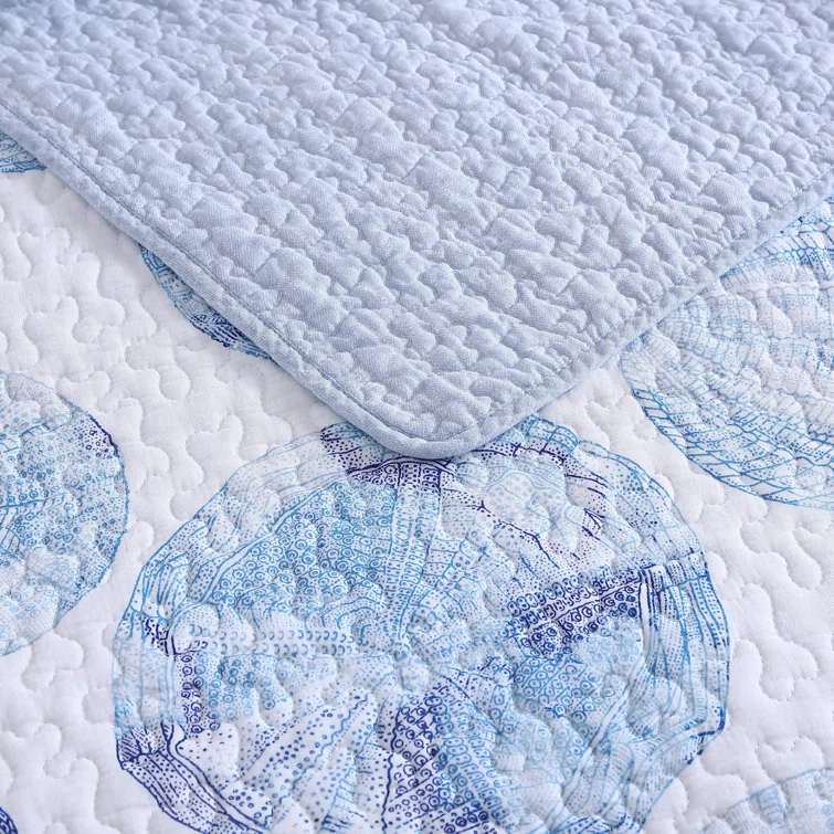 Tommy Bahama Home Tommy Bahama Ocean Isle Blue Cotton Reversible Quilt Set