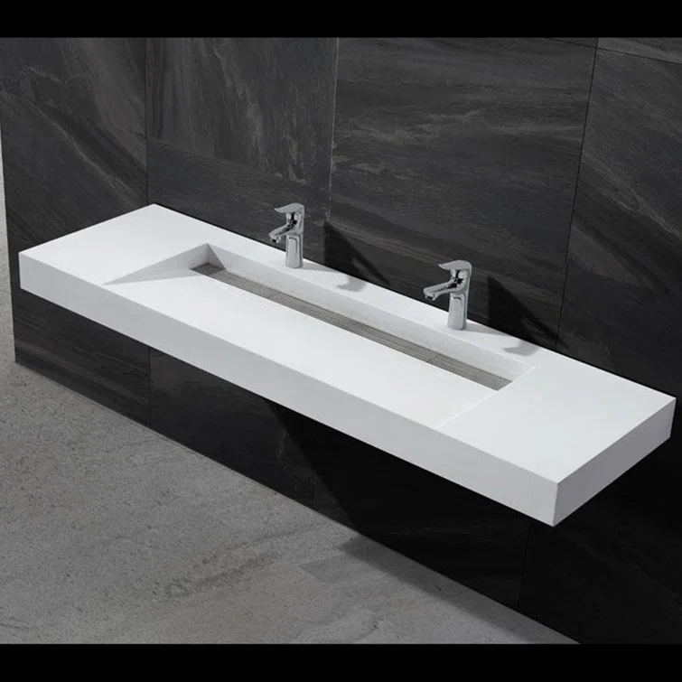 ADM Bathroom ADM Bathroom 18.9'' Square Trough, Wall Mount Bathroom Sink DW-215-GLOSSY